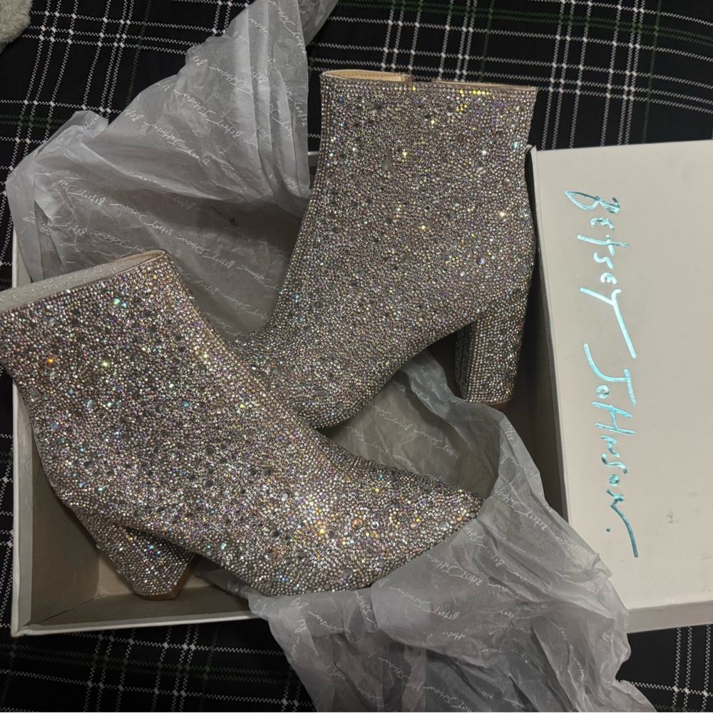 BETSEY JOHNSON rhinestone booties!